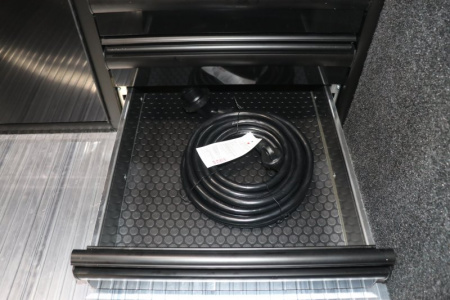 New In-Tech Lite 8.5x24 Race Trailer-10K Charcoal W/ Black Trim- L Base Cabinet, Generator Door, Tool Drawers, & WW Cabinet