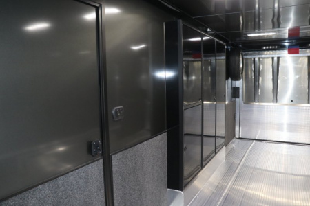 New In-Tech Lite 8.5x24 Race Trailer-10K Charcoal W/ Black Trim- L Base Cabinet, Generator Door, Tool Drawers, & WW Cabinet