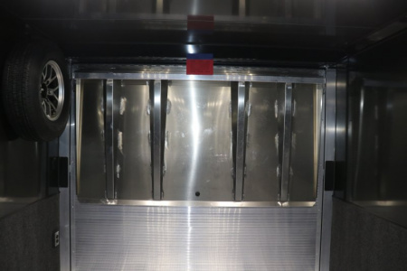 New In-Tech Lite 8.5x24 Race Trailer-10K Charcoal W/ Black Trim- L Base Cabinet, Generator Door, Tool Drawers, & WW Cabinet