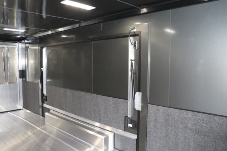 New In-Tech Lite 8.5x24 Race Trailer-10K Charcoal W/ Black Trim- L Base Cabinet, Generator Door, Tool Drawers, & WW Cabinet