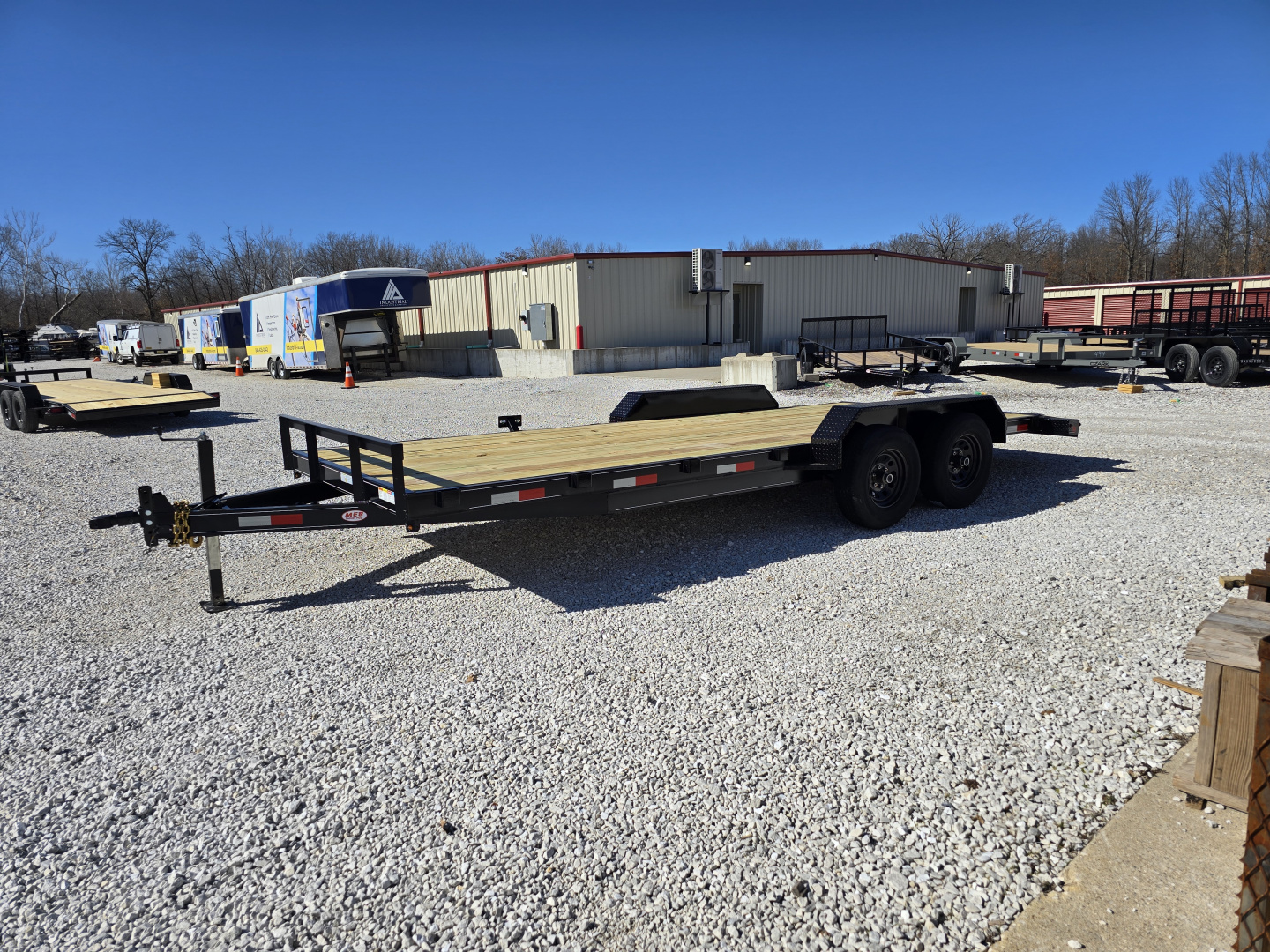 New 2026 MEB 83x20 TA, 2' dovetail, 5.2k axles, with 5' slide in ramps Car Hauler