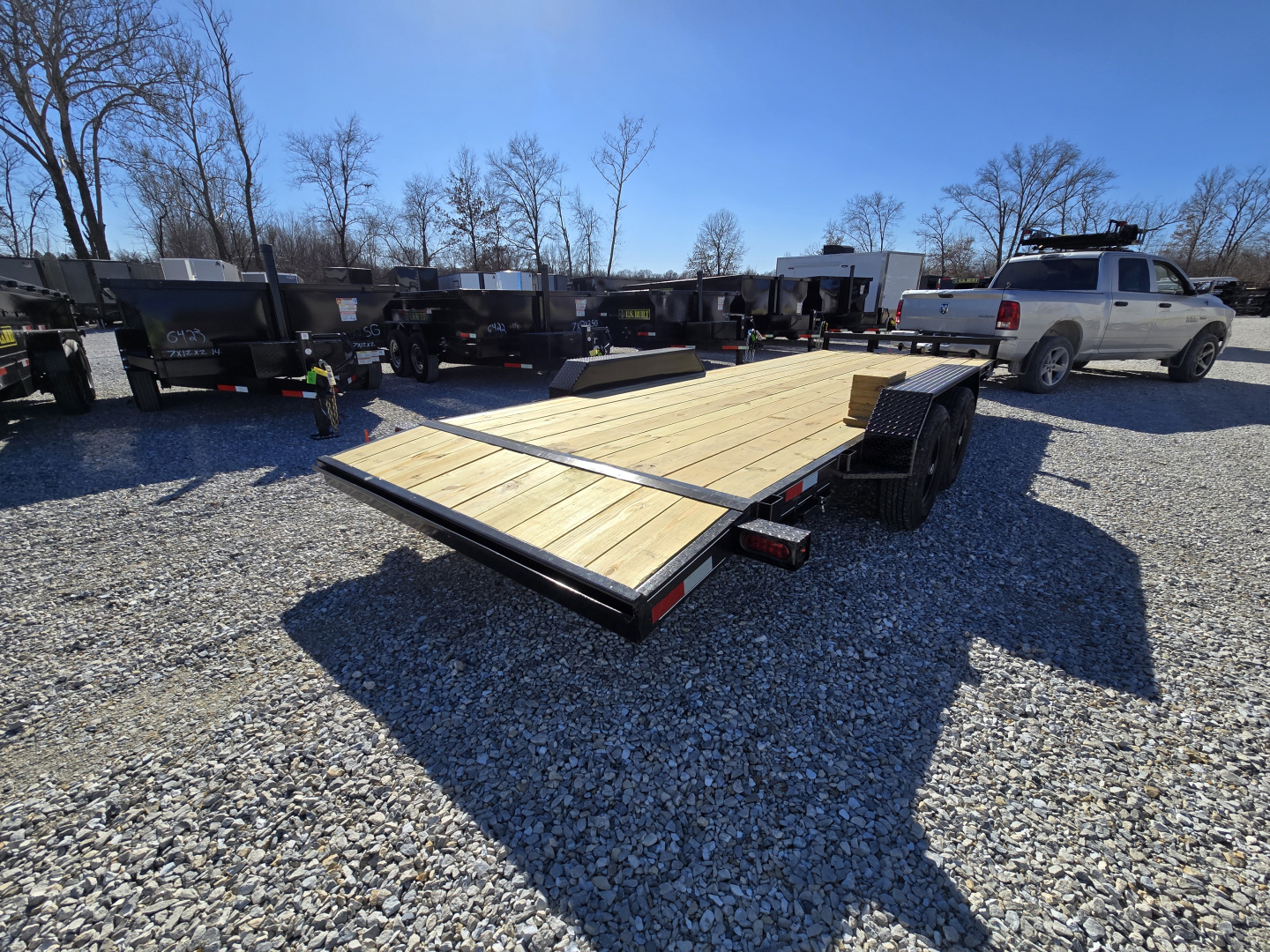 New 2026 MEB 83x22 TA, 2' dovetail, 5.2k axles, with 5' slide in ramps Car Hauler