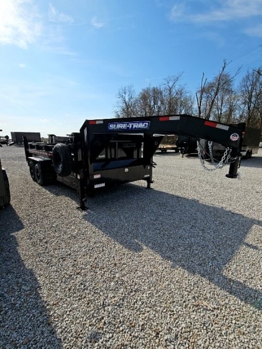 New 2026 Sure-Trac 7 x 16 14K HD Low Profile Telescopic Dump Gooseneck Trailer