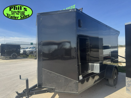 New 6X12 Cargo / Enclosed Trailer UPGRADED .080 SCREWLESS EXTERIOR, REAR WING, ALUMINUM WHEELS & BRAKE AXLE!