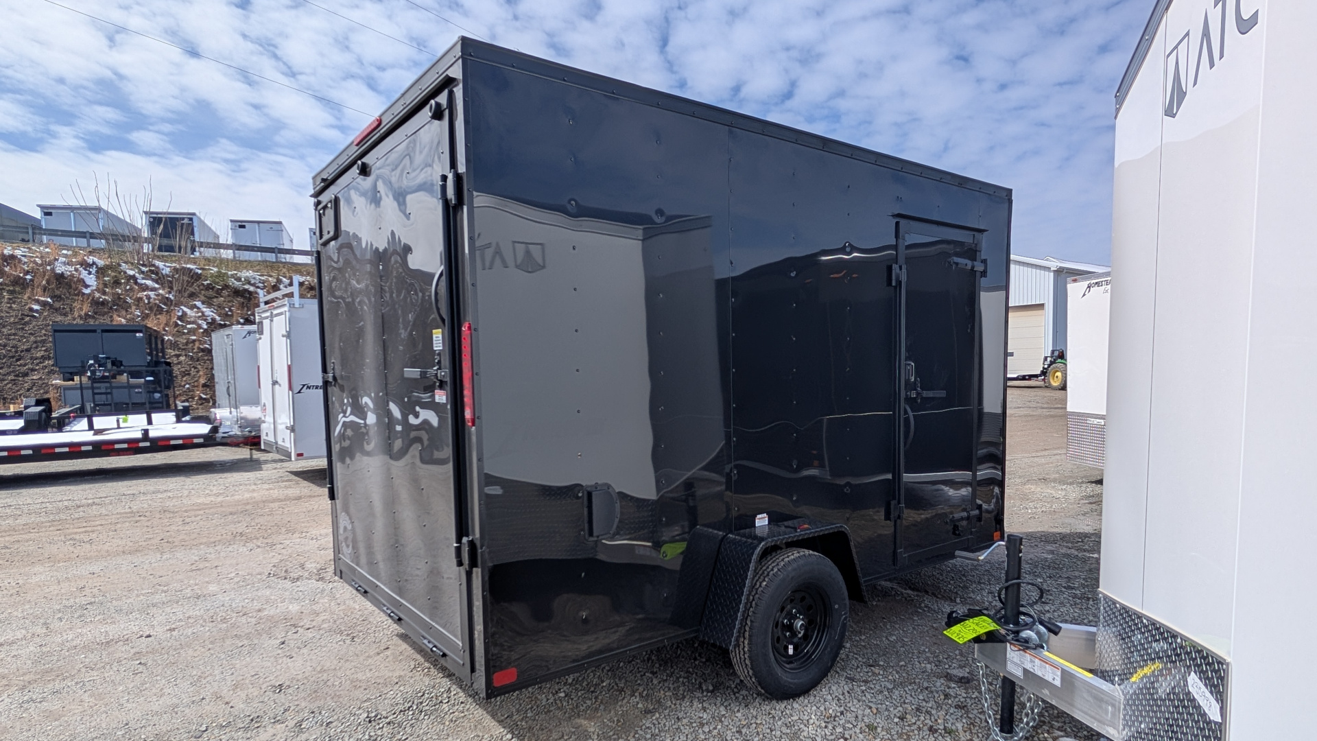 New 2026 Homesteader 7x12 Intrepid V-Nose Cargo Trailer w/ Ramp Door & BRAKES (84" INSIDE)