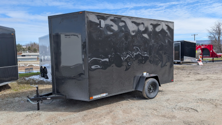 New 2026 Homesteader 7x12 Intrepid V-Nose Cargo Trailer w/ Ramp Door & BRAKES (84" INSIDE)