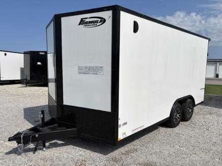 New 2026 Formula Traverse White/Black Trim 8.5'x16' 10k Flat Top V-Nose Enclosed Cargo Trailer
