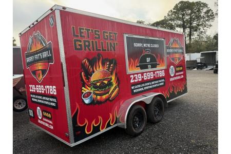 Used 2024 All World Trailers 7 x 16 Tandem Axle Food Truck with AC & Fire Supression
