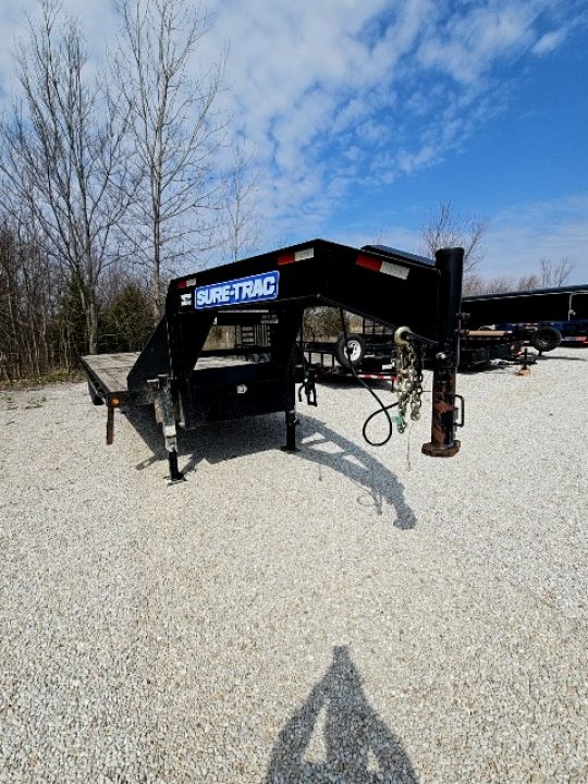 Used 2015 Sure-Trac 102 x 32 (22+10) 22.5K Hydraulic Dovetail Gooseneck Deckover Trailer