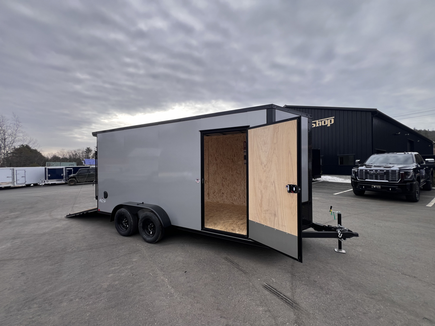 New 2026 Pace American 7x16 + 2ft V nose/ Rear Spoiler/ Polycore / Blackout - 7000GVW