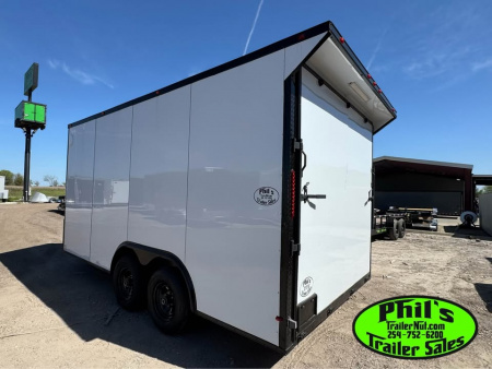 New ONLY 1 AT THIS PRICE! 8.5X16 BLACKOUT TRAILER Cargo / Enclosed Trailer REAR WING UPGRADED .080 EXTERIOR