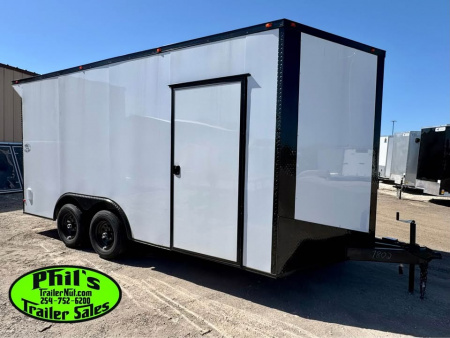 New ONLY 1 AT THIS PRICE! 8.5X16 BLACKOUT TRAILER Cargo / Enclosed Trailer REAR WING UPGRADED .080 EXTERIOR