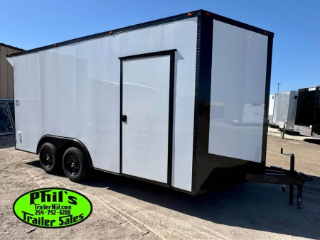 New ONLY 1 AT THIS PRICE! 8.5X16 BLACKOUT TRAILER Cargo / Enclosed Trailer REAR WING UPGRADED .080 EXTERIOR