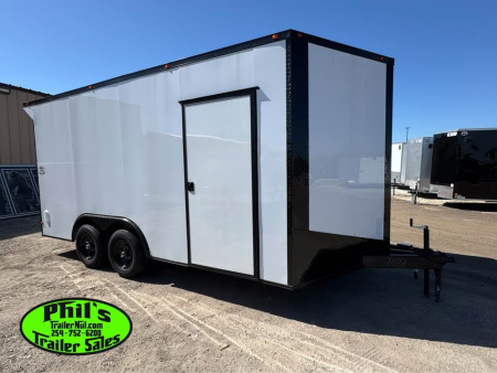 New ONLY 1 AT THIS PRICE! 8.5X16 BLACKOUT TRAILER Cargo / Enclosed Trailer REAR WING UPGRADED .080 EXTERIOR
