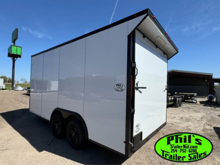 New ONLY 1 AT THIS PRICE! 8.5X16 BLACKOUT TRAILER Cargo / Enclosed Trailer REAR WING UPGRADED .080 EXTERIOR