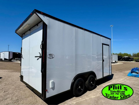 New ONLY 1 AT THIS PRICE! 8.5X16 BLACKOUT TRAILER Cargo / Enclosed Trailer REAR WING UPGRADED .080 EXTERIOR