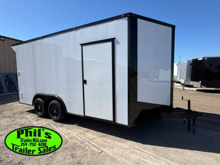 New ONLY 1 AT THIS PRICE! 8.5X16 BLACKOUT TRAILER Cargo / Enclosed Trailer REAR WING UPGRADED .080 EXTERIOR