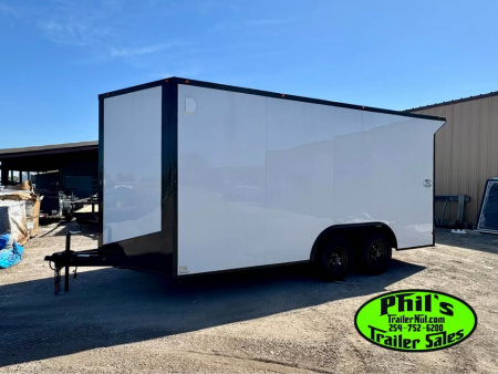 New ONLY 1 AT THIS PRICE! 8.5X16 BLACKOUT TRAILER Cargo / Enclosed Trailer REAR WING UPGRADED .080 EXTERIOR