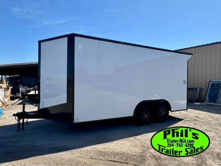 New ONLY 1 AT THIS PRICE! 8.5X16 BLACKOUT TRAILER Cargo / Enclosed Trailer REAR WING UPGRADED .080 EXTERIOR