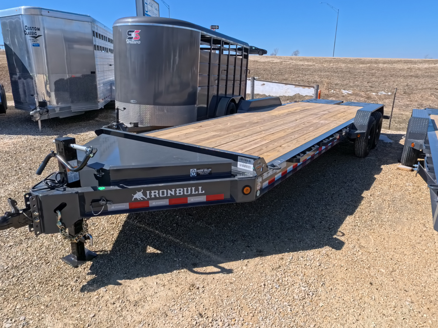 New 2026 Iron Bull 83 x 24 (21 +3) EWB Equipment Trailer with 14,000 lb. GVWR , Rampage Ramps - Ranch Gray