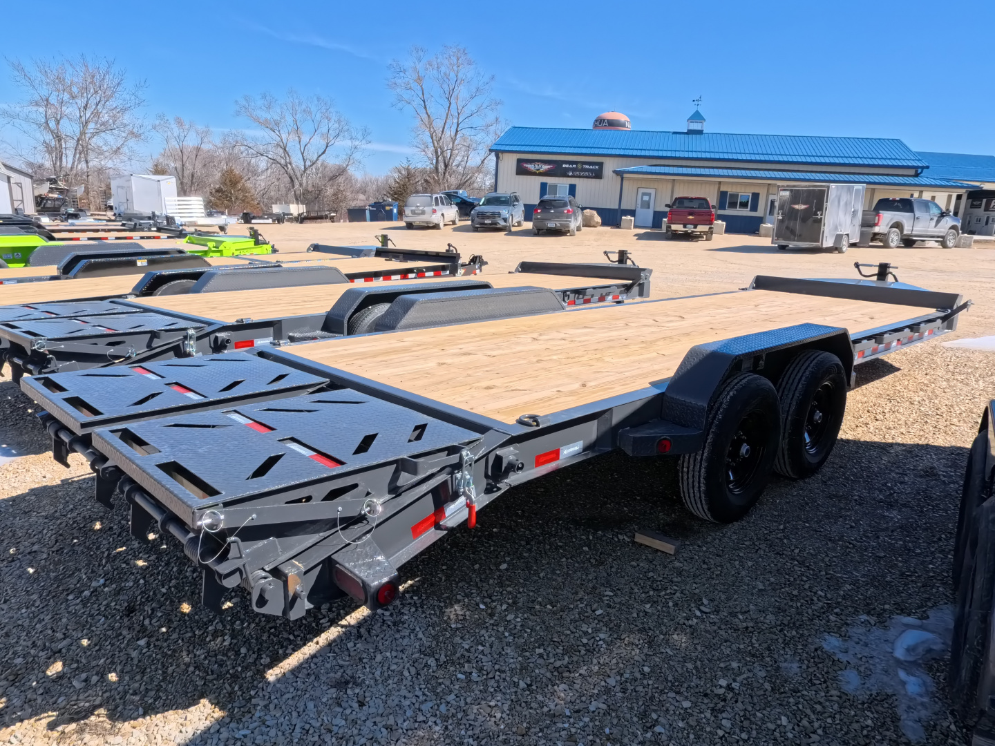 New 2026 Iron Bull 83 x 24 (21 +3) EWB Equipment Trailer with 14,000 lb. GVWR , Rampage Ramps - Ranch Gray