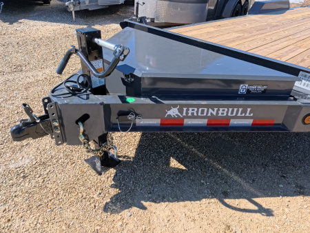 New 2026 Iron Bull 83 x 24 (21 +3) EWB Equipment Trailer with 14,000 lb. GVWR , Rampage Ramps - Ranch Gray