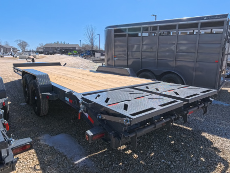 New 2026 Iron Bull 83 x 24 (21 +3) EWB Equipment Trailer with 14,000 lb. GVWR , Rampage Ramps - Ranch Gray