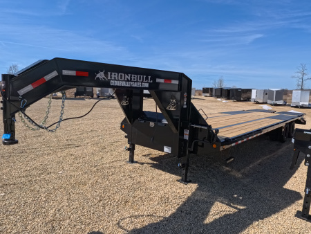 New 2026 Iron Bull 102 x 32 FLG Gooseneck Deckover, 5' Self Cleaning Dove Tail w/Rampage Ramps, 10K Axles -23,900 lb. GVWR, ST235/80R 16 LRE 10 ply tires with Spare