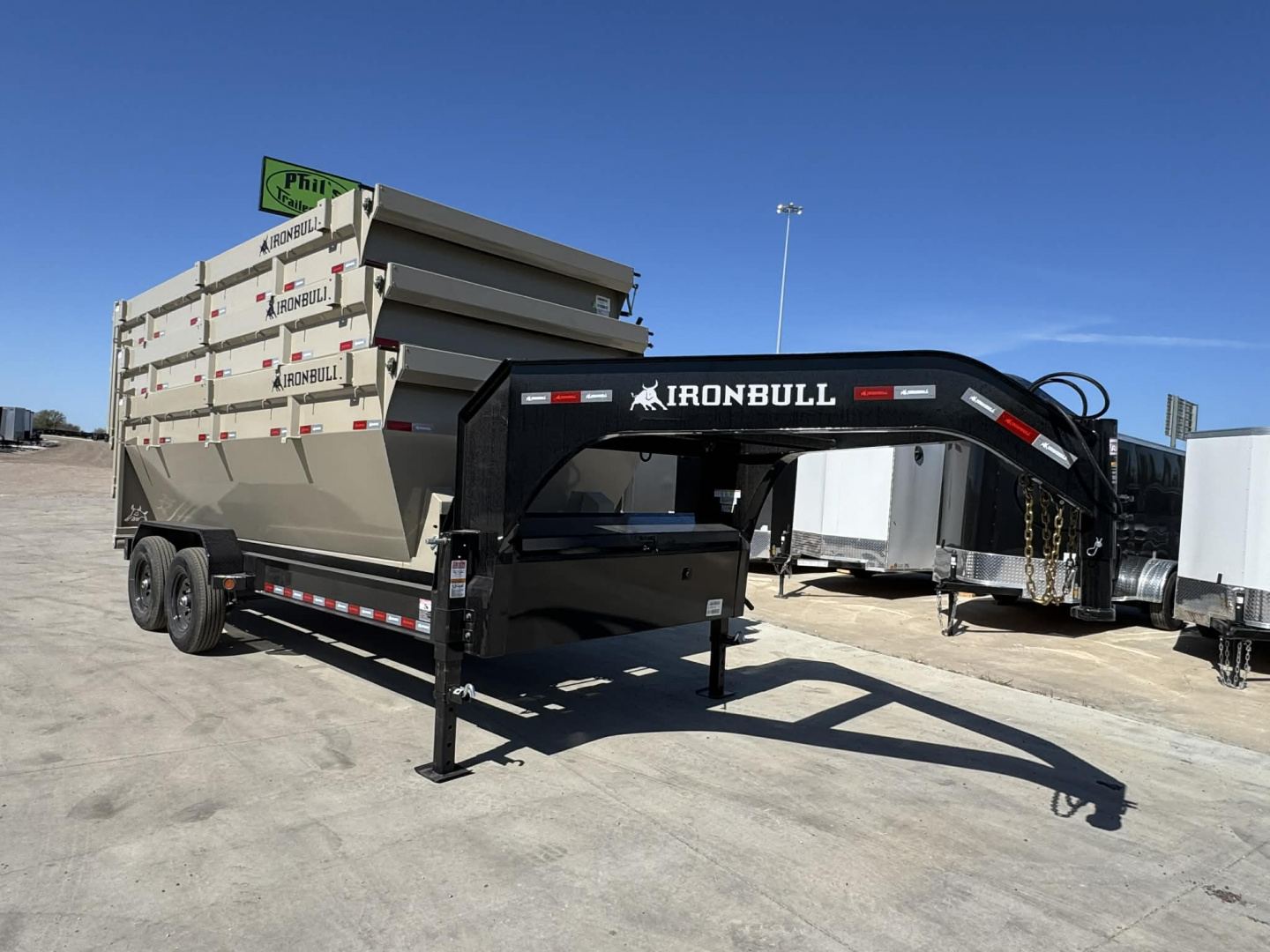 New Iron Bull 16' ROLL OFF DUMP TRAILERS GOOSENECK Dump Trailer WITH 3 BINS