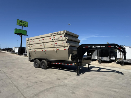 New Iron Bull 16' ROLL OFF DUMP TRAILERS GOOSENECK Dump Trailer WITH 3 BINS