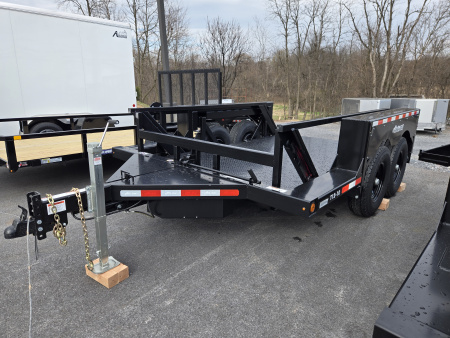 New 6'3" x 12' AIR TOW T12-10 Tandem Axle Drop Deck Equipment Trailer, 13.5k GVWR ***BLACK-OUT w/Spare Mount & 110v Batt. Charger