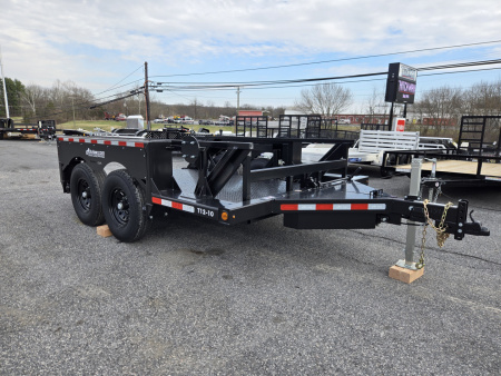 New 6'3" x 12' AIR TOW T12-10 Tandem Axle Drop Deck Equipment Trailer, 13.5k GVWR ***BLACK-OUT w/Spare Mount & 110v Batt. Charger