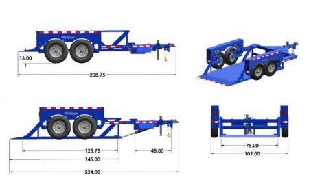 New 6'3" x 12' AIR TOW T12-10 Tandem Axle Drop Deck Equipment Trailer, 13.5k GVWR ***BLACK-OUT w/Spare Mount & 110v Batt. Charger