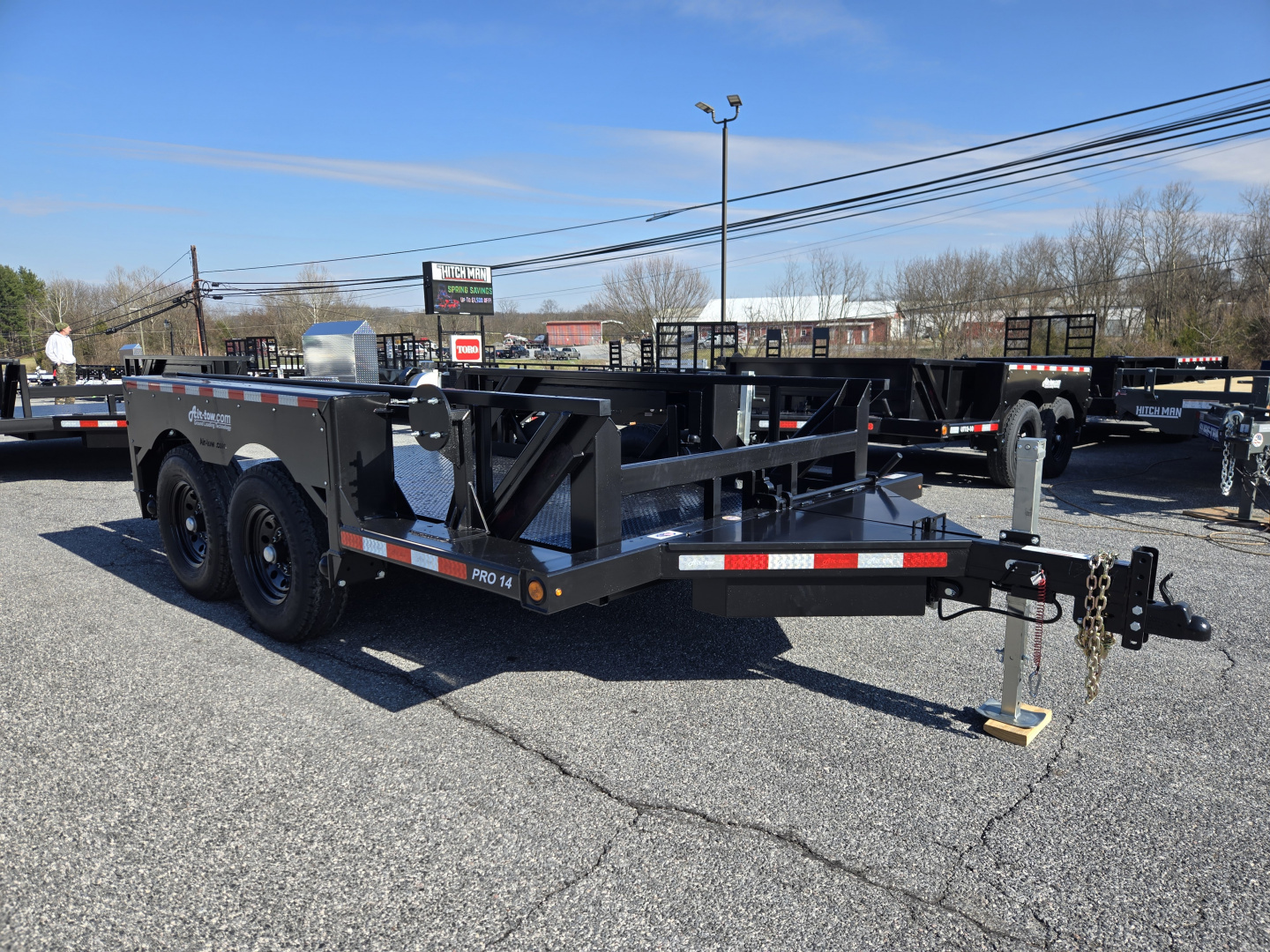 New 6'3" X 14' Air Tow PRO 14 Drop Deck Equipment Trailer, 10K Payload Capacity ***BLACK OUT w/Spare Tire Mount & 110V Batt Charger