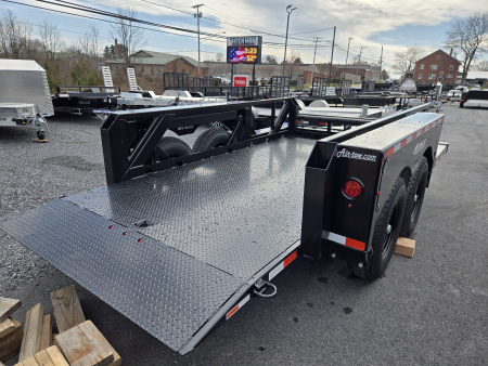 New 6'3" X 14' Air Tow PRO 14 Drop Deck Equipment Trailer, 10K Payload Capacity ***BLACK OUT w/Spare Tire Mount & 110V Batt Charger