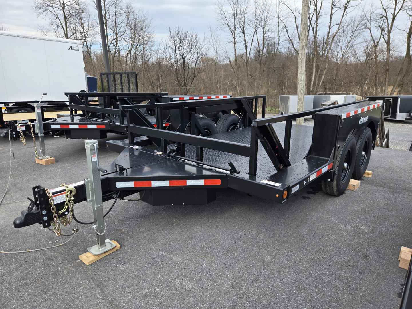 New 6'3" x 14' Air-Tow T14-10 Drop Deck Flatbed Equipment 13.5k GVWR ***BLACK OUT w/Spare Tire Mount & 110V Batt Charger