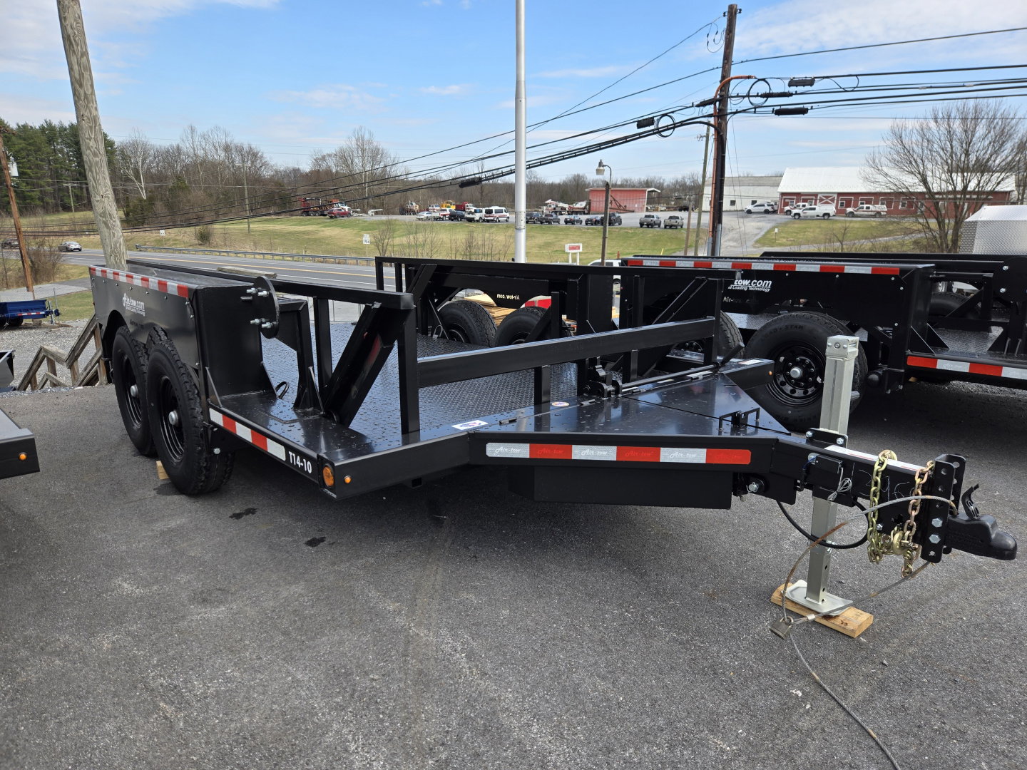 New 6'3" x 14' Air-Tow T14-10 Drop Deck Flatbed Equipment 13.5k GVWR ***BLACK OUT w/Spare Tire Mount & 110V Batt Charger