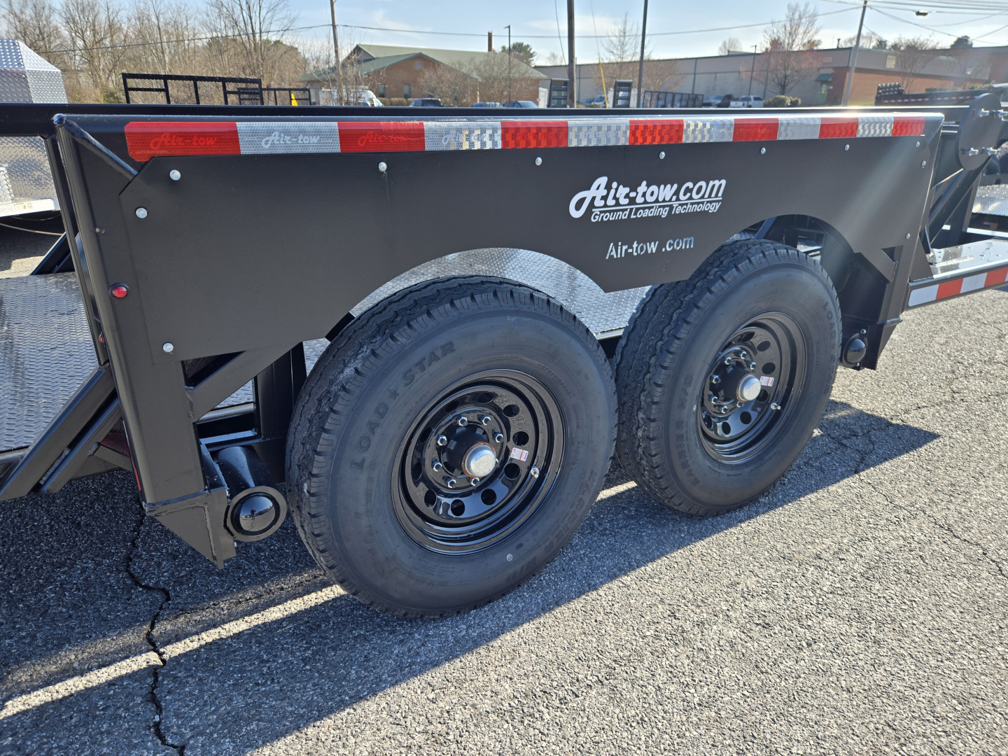 New 6'3" x 14' Air-Tow T14-10 Drop Deck Flatbed Equipment 13.5k GVWR ***BLACK OUT w/Spare Tire Mount & 110V Batt Charger