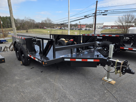 New 6'3" x 14' Air-Tow T14-10 Drop Deck Flatbed Equipment 13.5k GVWR ***BLACK OUT w/Spare Tire Mount & 110V Batt Charger