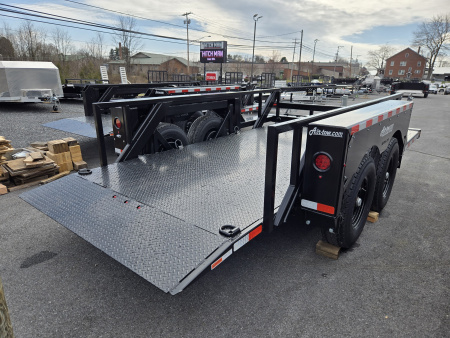 New 6'3" x 14' Air-Tow T14-10 Drop Deck Flatbed Equipment 13.5k GVWR ***BLACK OUT w/Spare Tire Mount & 110V Batt Charger