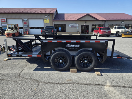 New 6'3" x 14' Air-Tow T14-10 Drop Deck Flatbed Equipment 13.5k GVWR ***BLACK OUT w/Spare Tire Mount & 110V Batt Charger