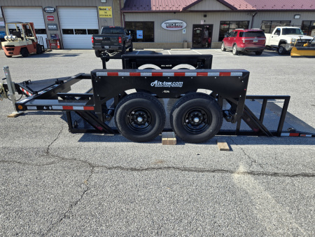 New 6'3  x 14' Air-Tow T14-10 Drop Deck Flatbed Equipment 13.5k GVWR ***BLACK OUT w/Spare Tire Mount & 110V Batt Charger