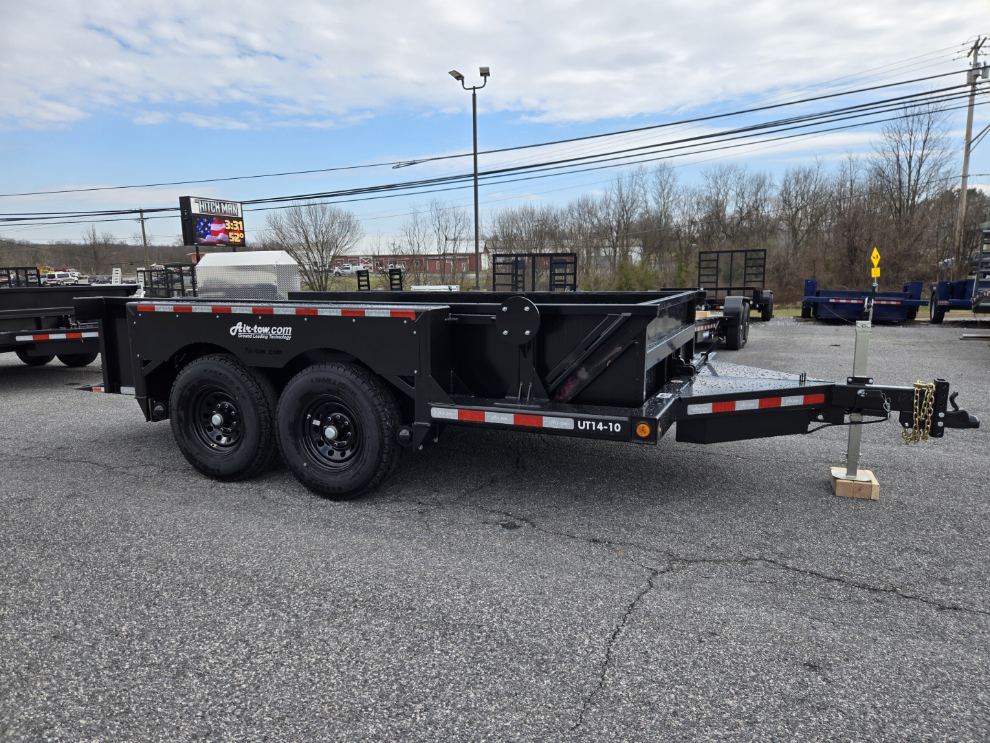 New 6'3" x 14' Air-Tow UT14-10 Drop Deck Utility Flatbed Equipment Trailer, 13.5k GVWR ***BLACK OUT w/ Spare Mount & 110v Battery Charger