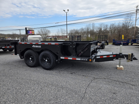 New 6'3" x 14' Air-Tow UT14-10 Drop Deck Utility Flatbed Equipment Trailer, 13.5k GVWR ***BLACK OUT w/ Spare Mount & 110v Battery Charger