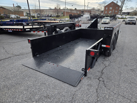 New 6'3" x 14' Air-Tow UT14-10 Drop Deck Utility Flatbed Equipment Trailer, 13.5k GVWR ***BLACK OUT w/ Spare Mount & 110v Battery Charger
