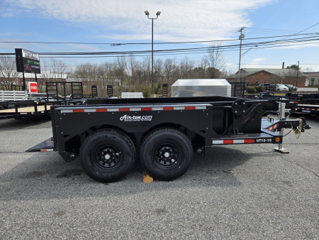New 6'3" x 12' Air-Tow UT12-10 Drop Deck Utility Flatbed Equipment Trailer 13.5k GVWR ***BLACK OUT w/ Spare Mount & 110v Batt Charger