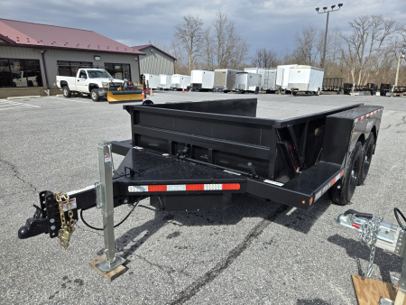 New 6'3" x 12' Air-Tow UT12-10 Drop Deck Utility Flatbed Equipment Trailer 13.5k GVWR ***BLACK OUT w/ Spare Mount & 110v Batt Charger