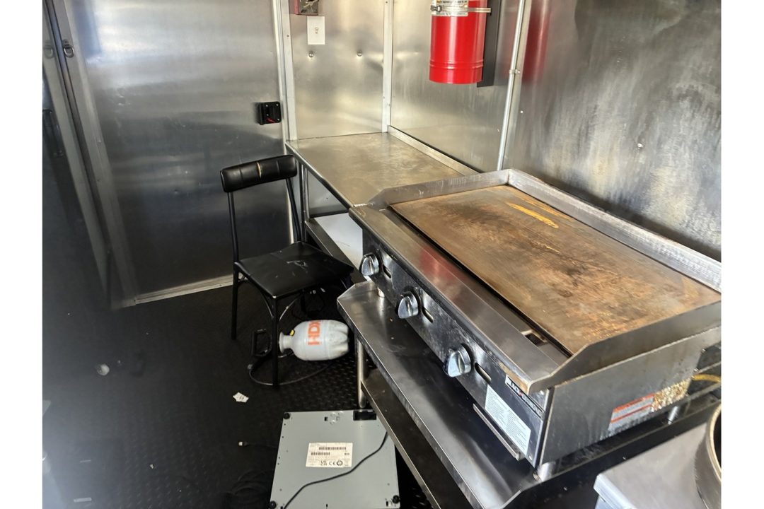Used 2025 All World Trailers 7 X 16 Black Food Truck Tandem Axle with AC and Stocked Kitchen