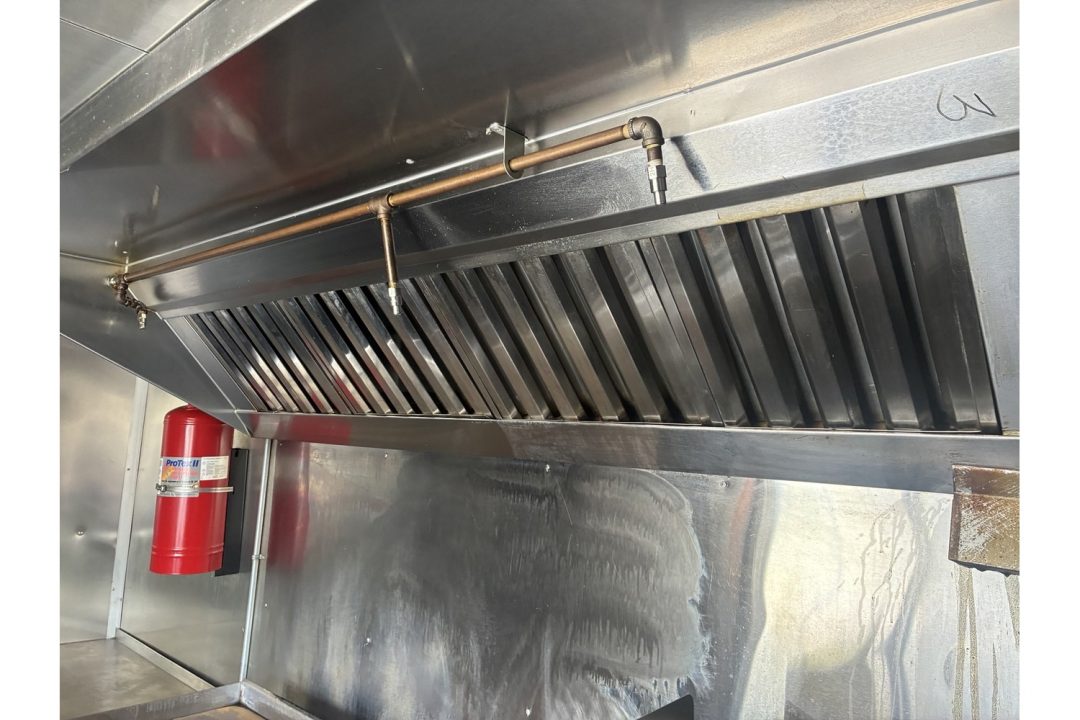 Used 2025 All World Trailers 7 X 16 Black Food Truck Tandem Axle with AC and Stocked Kitchen