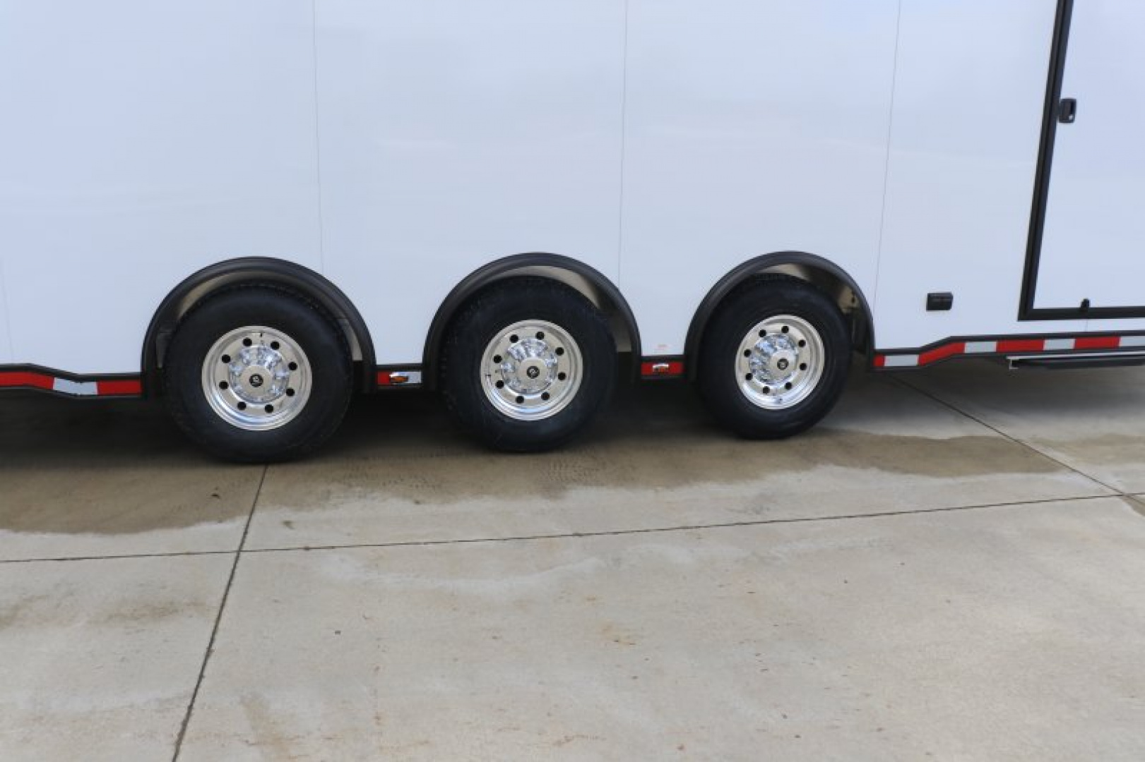 New In-Tech Lite 8.5x24 Stacker Race Trailer-18K - White W/ Black Trim, Tool Drawers, Winch, Airline Track, Full Escape Door, .050 Upgrade & WW Cabinet